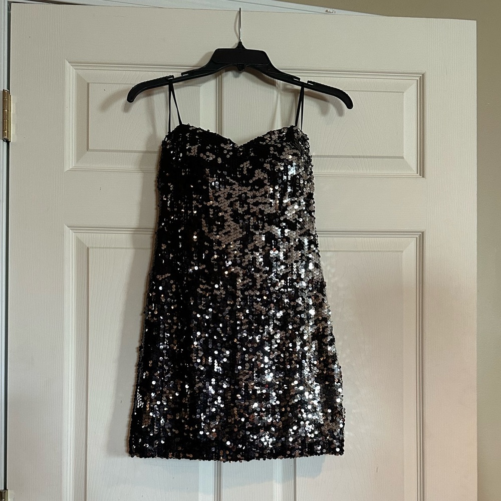 Black and silver sequin dress, small